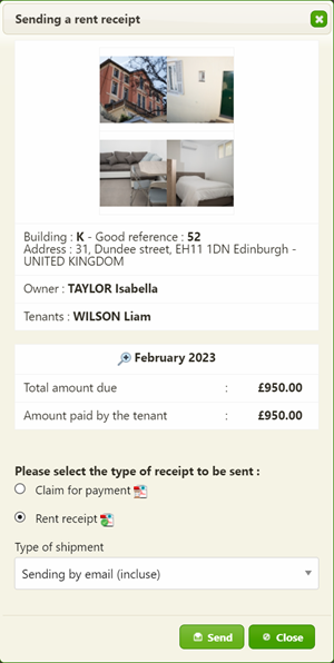 Send a claim for payment or a rent receipt
