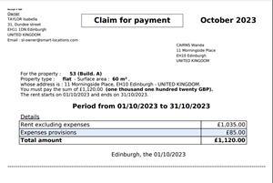 Claim for payment